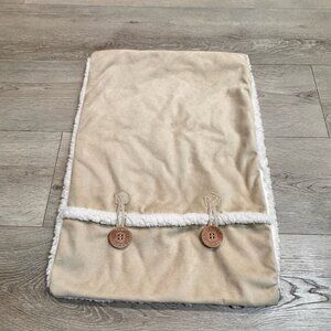 Ugg Bailey Button Throw Pillow Sham Suede Leather Sherpa Trim 15"x21.5 Rectangle